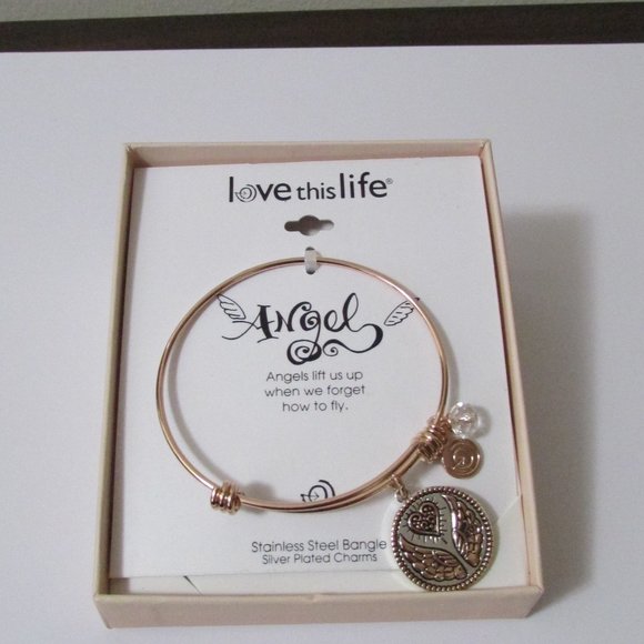 Love this Life One of a Kind Angel charm bangle bracelet gift new - Picture 5 of 10